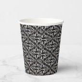 Elegant Black White Scrolled Damask Patroon Papieren Bekers (Rechts)