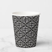 Elegant Black White Scrolled Damask Patroon Papieren Bekers (Voorkant)