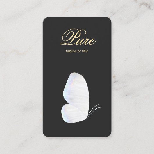 Elegant Black White Seashell Butterfly Visitekaartje (Voorkant)