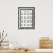 Elegant Black+White Seigaiha Wedding Seding Chart Poster (Keuken)