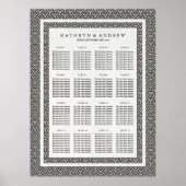 Elegant Black+White Seigaiha Wedding Seding Chart Poster (Voorkant)