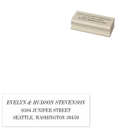 Elegant Black White Serif Wedding Return Address Rubberstempel (Gestempeld)