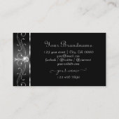 Elegant Black White Silver Borders Monogram Visitekaartje (Achterkant)