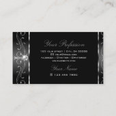 Elegant Black White Silver  Borders Stijlvol Visitekaartje (Achterkant)