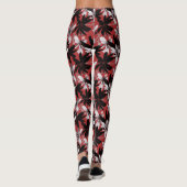 Elegant Black White Silver Flowers Burgundy Leggings (Achterkant)