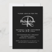 Elegant Black White Silver Monogram Family Reunion Kaart (Voorkant)
