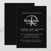 Elegant Black White Silver Monogram Family Reunion Kaart (Voorkant / Achterkant)