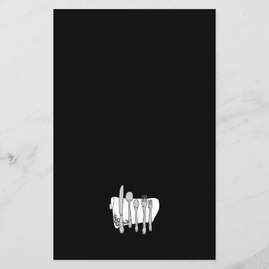 Elegant Black White Silverware Editable Menu Flyer (Achterkant)
