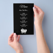 Elegant Black White Silverware Editable Menu Flyer (Hand)