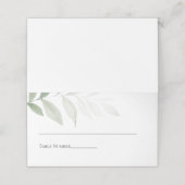 Elegant Black White Simple Greenery Wedding Plaatskaartje (Buitenkant ongevouwen)