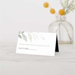 Elegant Black White Simple Greenery Wedding Plaatskaartje