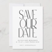 Elegant Black White Simple Modern Trendy Foto Save The Date (Voorkant)