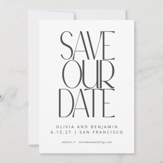 Elegant Black White Simple Modern Trendy Foto Save The Date (Voorkant)