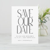 Elegant Black White Simple Modern Trendy Foto Save The Date (Staand voorkant)