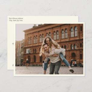 Elegant Black White Simple Photo Save the Date Briefkaart