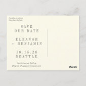 Elegant Black White Simple Photo Save the Date Briefkaart (Achterkant)