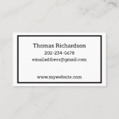 Elegant Black & White Simple Sjabloon Consultant Visitekaartje (Achterkant)