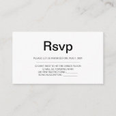 Elegant Black & White Simple Weddenschap Rsvp-kaar Informatiekaartje (Voorkant)