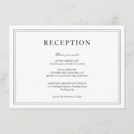 Elegant Black & White Simple Weddenschappen Recept Informatiekaartje