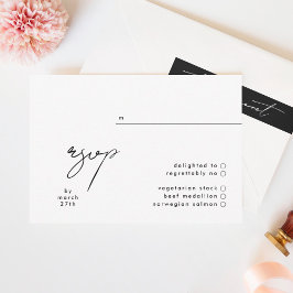 Elegant Black & White Simple Wedding RSVP-Kaart RSVP Kaartje