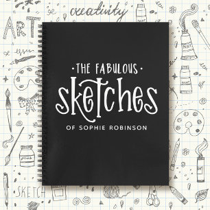 Elegant Black White Sketchbook Notitieboek
