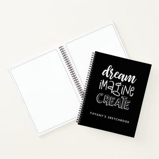 Elegant Black White Sketchbook Notitieboek (Binnen)