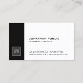Elegant Black White Sleek Plain Trendy Company Visitekaartje (Achterkant)