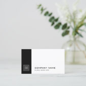 Elegant Black White Sleek Plain Trendy Company Visitekaartje (Staand voorkant)