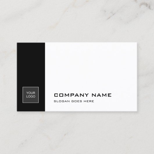 Elegant Black White Sleek Plain Trendy Company Visitekaartje (Voorkant)