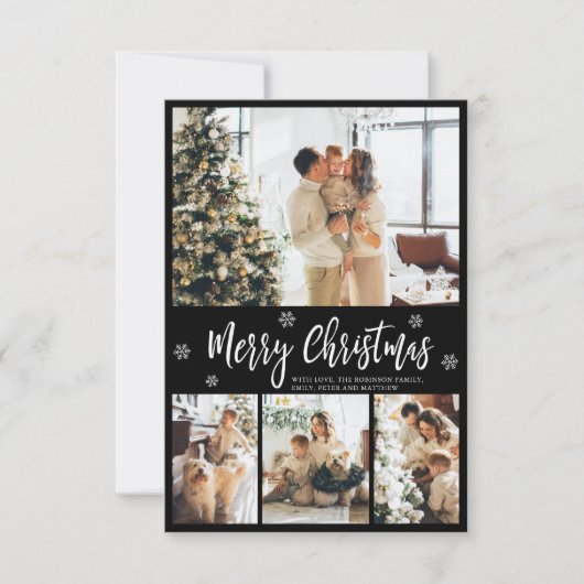 Elegant Black White Snowflake 4 FotoKerstmis (Voorkant)