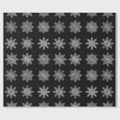 Elegant Black & White Snowflake-kerstpatroon Cadeaupapier (Vlak)