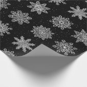 Elegant Black & White Snowflake-kerstpatroon Cadeaupapier (Hoek)