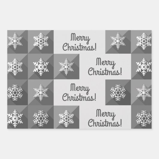 Elegant  Black White Snowflakes kerst Inpakpapier Vel (Voorkant)