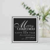Elegant Black & White Square Holiday Fotokaart Feestdagenkaart (Staand voorkant)