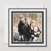 Elegant Black & White Square Holiday Fotokaart Feestdagenkaart (Achterkant)