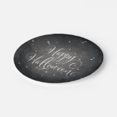 Elegant Black + White Stars Happy Halloween Party Papieren Bordje (Gekanteld)