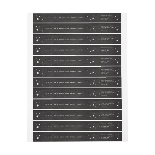 Elegant Black+White Sterren Wraparound adreslabel (Vel)