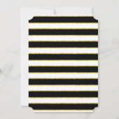 Elegant Black+White Stripe & Gold Sparkle Wedding Kaart (Achterkant)