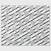 Elegant Black White Stripe Silver-kerstboom Cadeaupapier (Vlak)