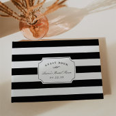 Elegant Black & White Stripe Vrijgezellenfeest Gastenboek