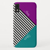 Elegant Black White Striped Paars Violet en Blauwg Case-Mate iPhone Case (Achterkant)