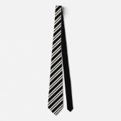 Elegant black &white stripes groomsmen wedding stropdas (Voorkant)