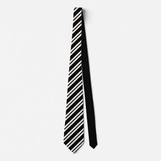 Elegant black &white stripes groomsmen wedding stropdas (Voorkant)