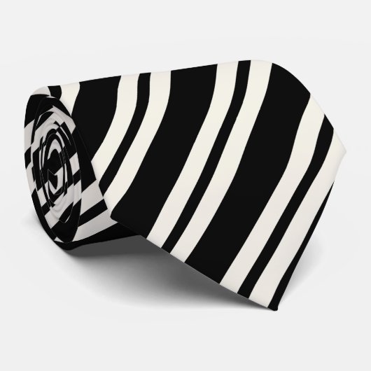 Elegant black &white stripes groomsmen wedding stropdas (Opgerold)