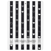Elegant Black White Stripes Modern Heart Pattern Klembord (Achterkant)