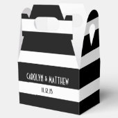 Elegant Black White Stripes Wedding Bedankdoosjes (Geopend)