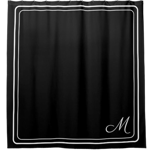 Elegant Black White Stylish Monogram Douchegordijn (Voorkant)