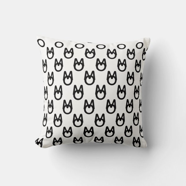 Elegant Black White Stylish Wild Cat Pattern Kussen (Voorkant)