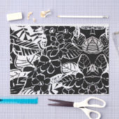 Elegant Black & White Stylized Flowers & Foliage Tissuepapier (Craft)
