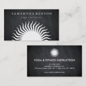 Elegant Black & white Sun Logo Yoga Visitekaartje (Voorkant / Achterkant)